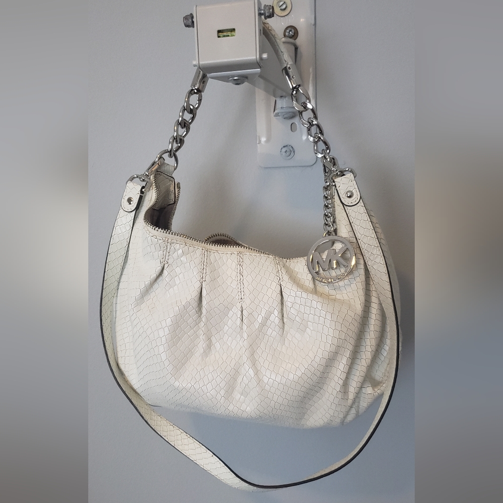 Vintage Michael Kors 2Way Shoulder Bag Handbag Python Pattern Off White